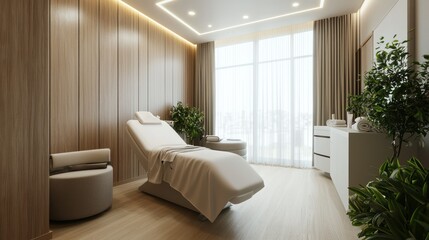Relaxing Spa Room with Modern Décor and Natural Light