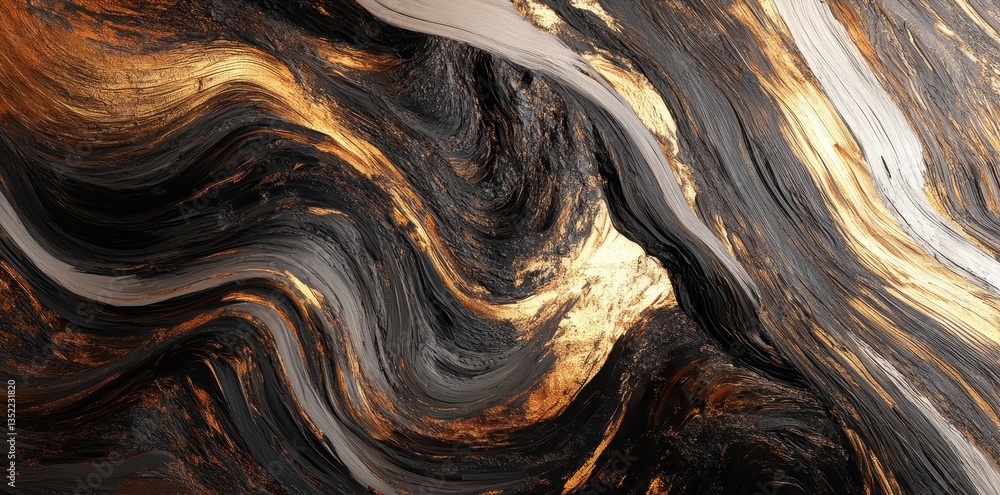 Poster abstract image with swirling lines and textures of various colors