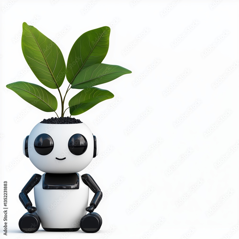 Aufkleber business success through ai and automation for a digital future with a friendly robot concept