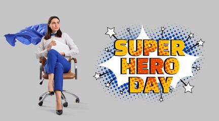 Banner for National Superhero Day with businesswoman