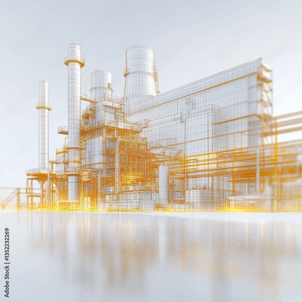 Aufkleber futuristic industrial structure with ai enhanced data analytics for modern manufacturing environment