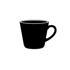 Monochrome Mug Silhouette: A minimalist, silhouette image of a sleek, black mug, perfect for coffee or tea, with a simple and modern aesthetic.
