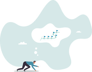 Start new business journey, career milestones or achievement, ready to win or overcome challenge, entrepreneurship to achieve goals or target.character for design