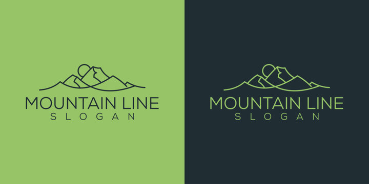 Minimalist landscape hills mountain peak vector logo design ideas