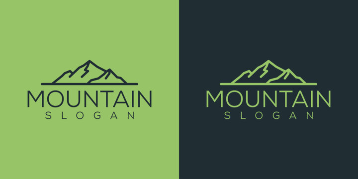 Minimalist landscape hills mountain peak vector logo design ideas