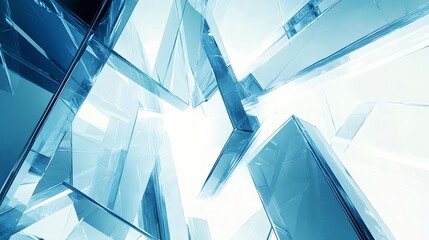 Abstract Blue Glass Hexagons and Lines Background Design