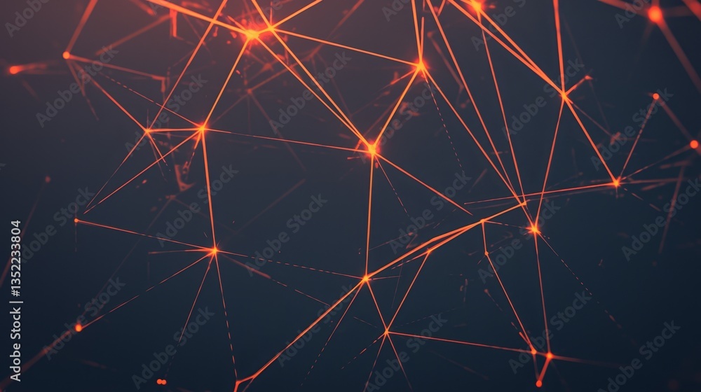 Poster abstract digital network with glowing lines and nodes against a dark background