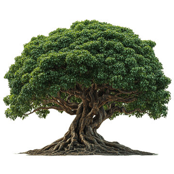 Tropical Tree with Thick Trunk and Wide Canopy
