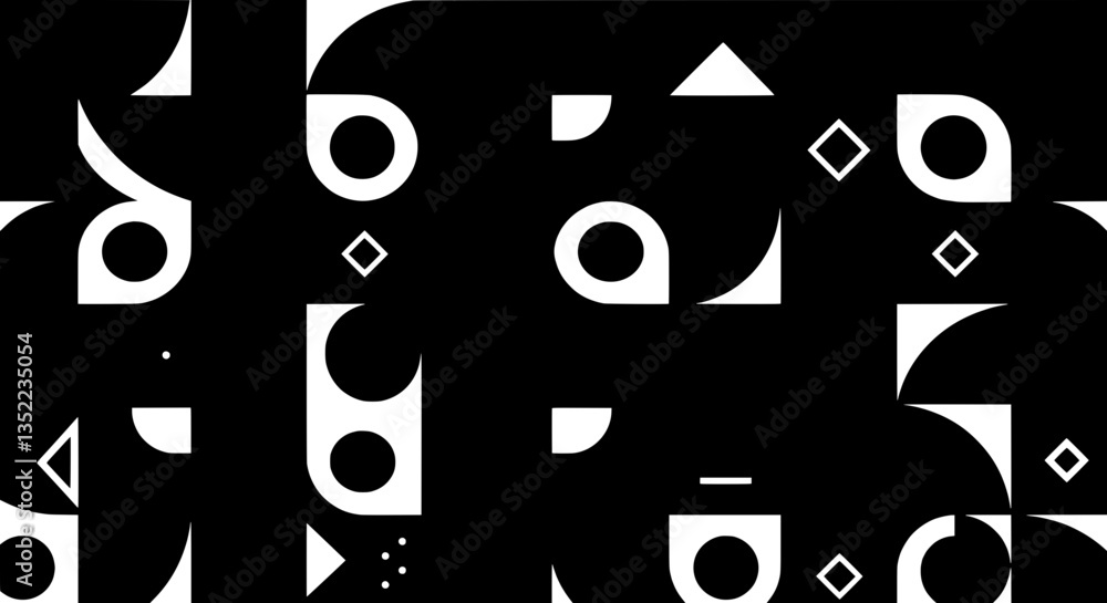 Poster geometric abstraction: a captivating abstract pattern composed of geometric shapes, blending modern 