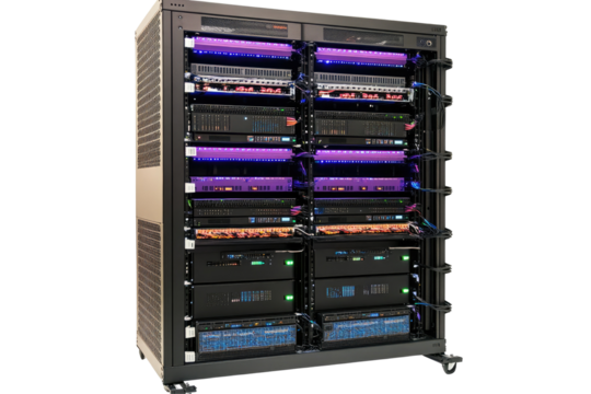 Server Rack with Servers Isolated Cut-Out PNG on transparent background
