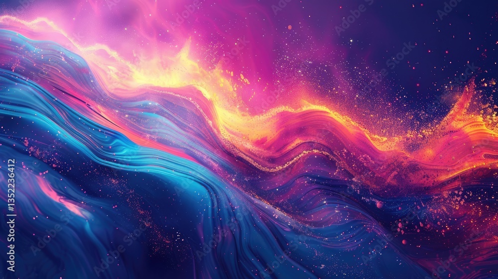 Poster dive into this vibrant abstract background featuring colorful swirls and dynamic fluid patterns. per