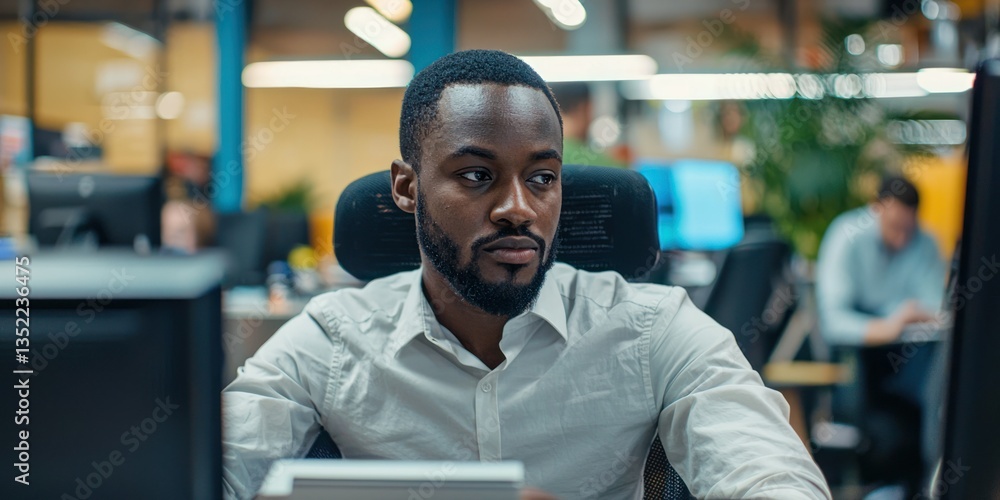 Poster a forex trader making a trade hit in a busy office