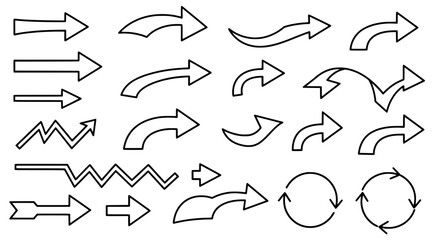 Arrows Variety: A collection of diverse arrow designs and curved arrows, demonstrating versatility and direction.