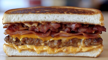 Grilled Bacon Cheeseburger Sandwich.
