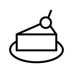 Cake slice icon. Simple cake slice icon with cherry for social media, app, and web design. Vector illustration.