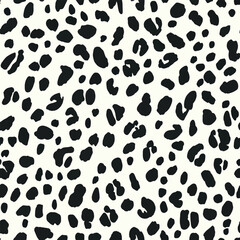 Leopard spots in black ink on cream paper, Watercolor print in rustic vintage style, textile or wallpapers