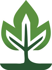 Green Leaf Tree Icon Symbolizing Nature Eco-Friendly Growth