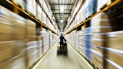 Fototapeta premium Warehouse worker, fast-paced, inventory