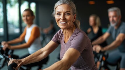 Obraz premium Active Senior Woman in a Fitness Class