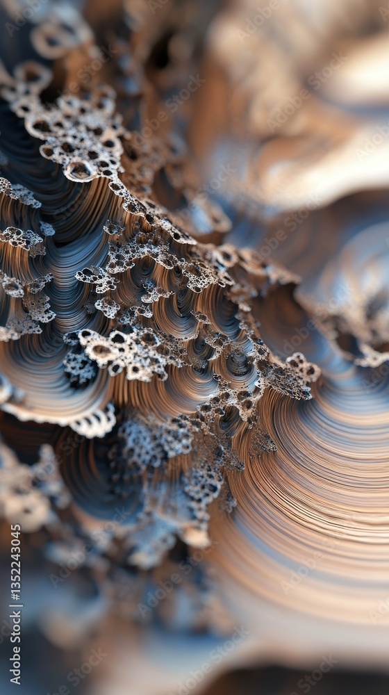 Poster detailed close up image shows layered fractal structure design