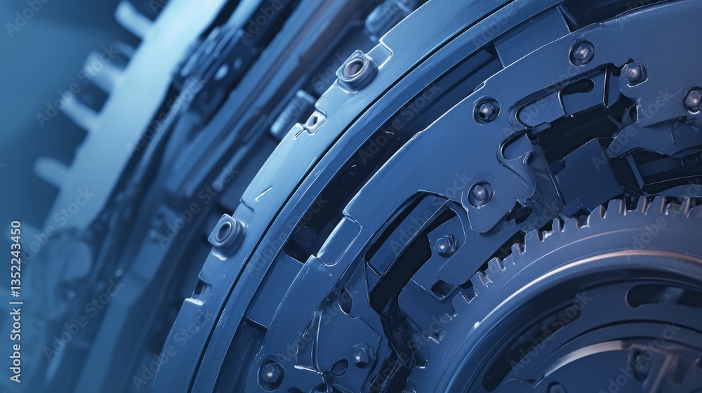 Aufkleber close-up view of intricate mechanical gears showcasing precision engineering and technology