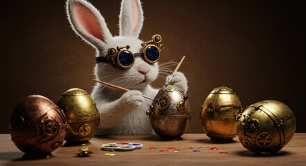 Creative rabbit crafts steampunk eggs for celebration 