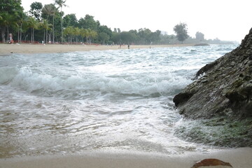 waves on the beach in East Coast Park
