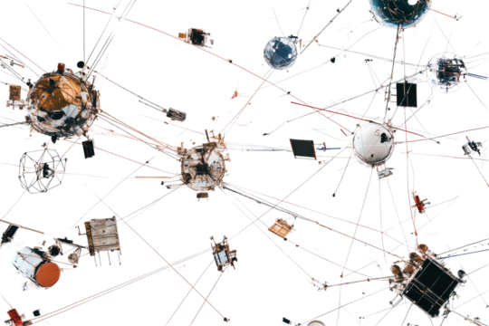 Space satellites on transparent background
