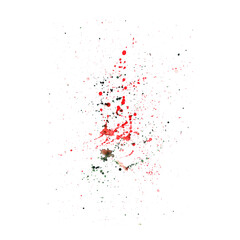 Red green watercolor splash on white background
