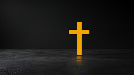 Naklejka premium Golden Cross with Dark Background. (1)