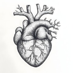Detailed heart organ in pencil drawing style