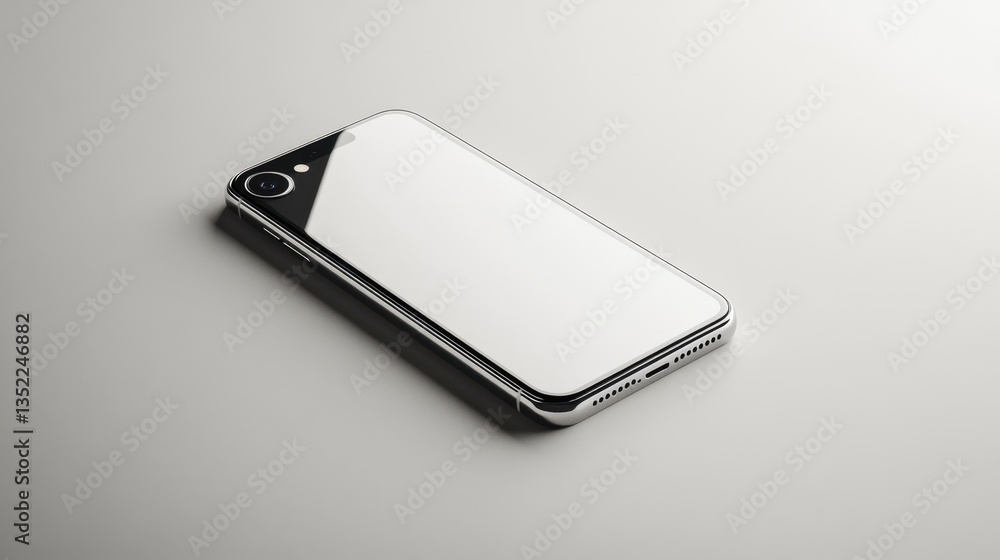 Poster a sleek smartphone rests on a smooth surface, reflecting light elegantly. this modern device showcas