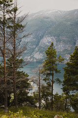 View of the Norwegian mountains next to Stegastein viewpoint.