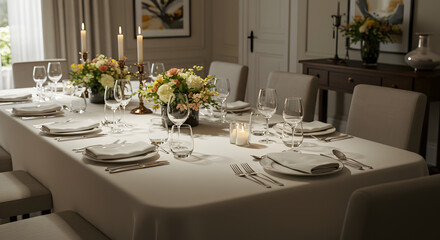 Fototapeta premium Well organizes dinner table at home 