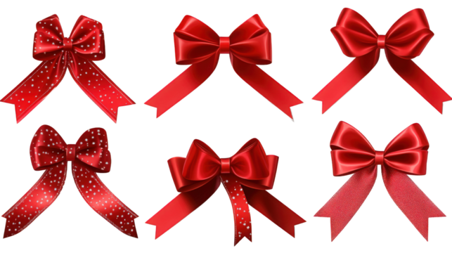 Collection of Red Ribbons Bows