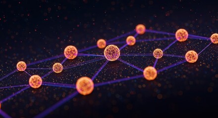 Obraz premium Vibrant molecular network visualization with glowing spheres 
