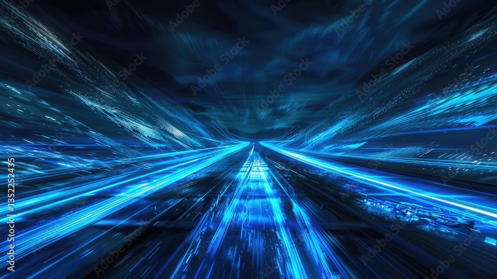 Poster a captivating blue light projection creates a stunning visual effect against a dark backdrop, evokin