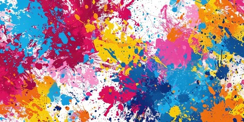 The abstract splash painting colored by vivid shade of oil color stained on the canvas express contemporary style from paint. Modern wallpaper brush vibrant watercolor with seamlessly pattern. AIG61.