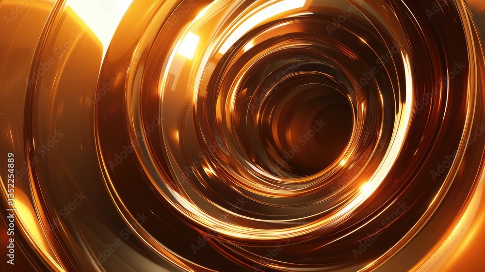 Poster This stunning abstract circular animation features golden hues and smooth textures, creating a captivating visual experience filled with depth and motion.