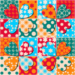 Patchwork print wallpaper background with different patterns quilting hobby craft handmade