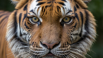 Fototapeta premium Majestic Portrait of a Bengal Tiger Face with Intense Gaze and Striking Orange Black Stripes