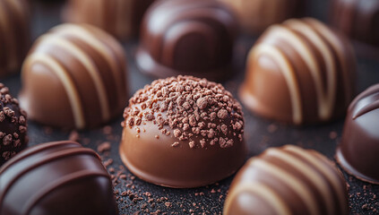 Fototapeta premium Luxurious Chocolate Truffles Gourmet Delights, Close-up Photography