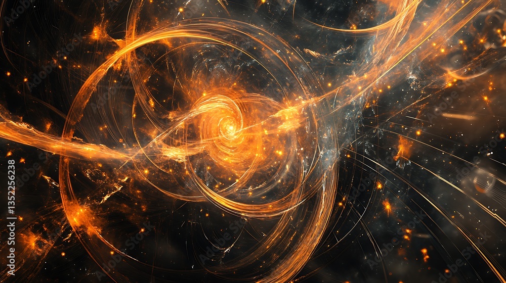 Aufkleber a sleek visualization of theoretical physics concepts with swirling energy fields and abstract shape