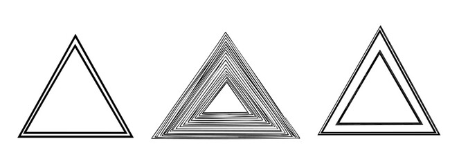 Geometrische Dreiecke in verschiedenen Schattierungen und Linienstärken für Designprojekte, Hintergründe, Illustrationen, und grafische Anwendungen.