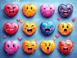 Assorted Heart Shaped Candies Expressing Emotions