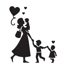  Mothers day silhouette icon element vector art illustration on white background
