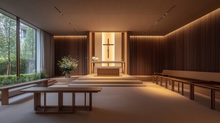 Serene Modern Chapel: Architectural Photography of a Minimalist Sanctuary