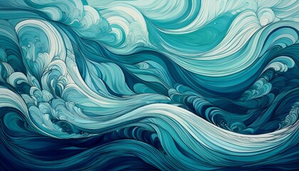 Obraz premium Ocean-Inspired Abstract Background (Teal/Blue Waves)