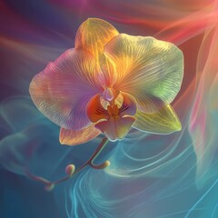 A beautiful vibrant orchid flower with colorful glowing petals