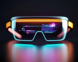 Futuristic smart glasses with holographic gaming interface, showcasing progress in interactive entertainment